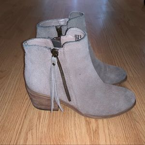 Hinge Taupe Tassel Ankle Boots